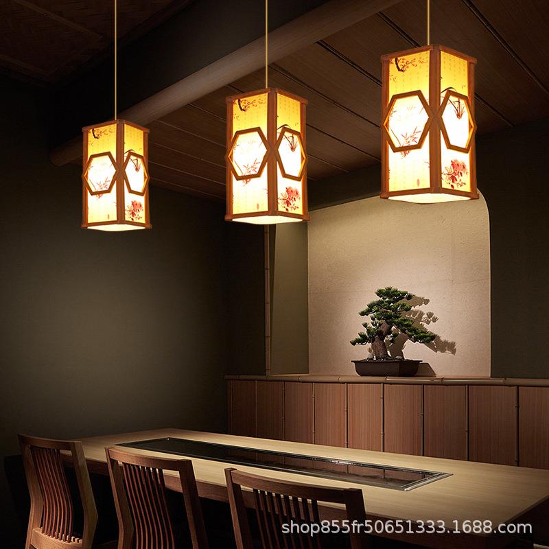 竹编木吊灯民宿日式仿古灯笼竹艺个性创意灯具中式餐厅茶楼禅意灯