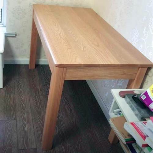 K8纯实木餐桌新中式HZD书原木脑桌初中生写电字学桌桌习橡木办公