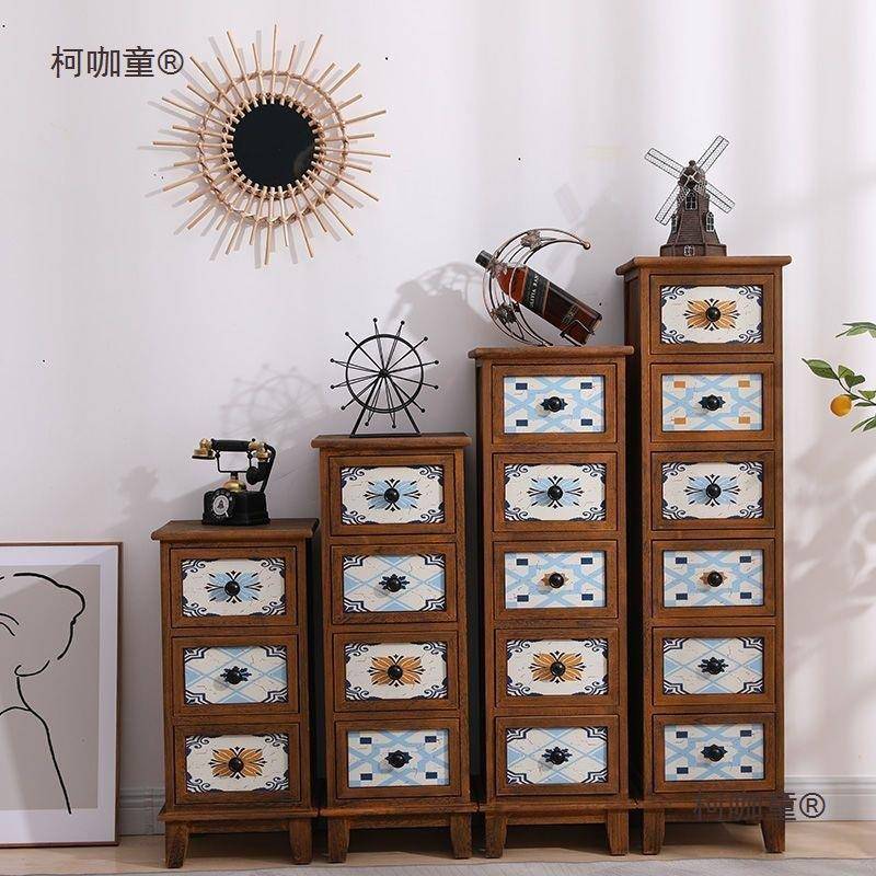纯实木OOF五斗柜客厅柜抽屉木柜储物边柜卧室床收头柜纳迷你质麦