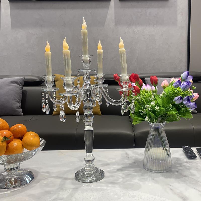 欧晶式餐桌头水烛台玻璃婚庆烛台样板间装饰HY-036D五拆卸水台晶