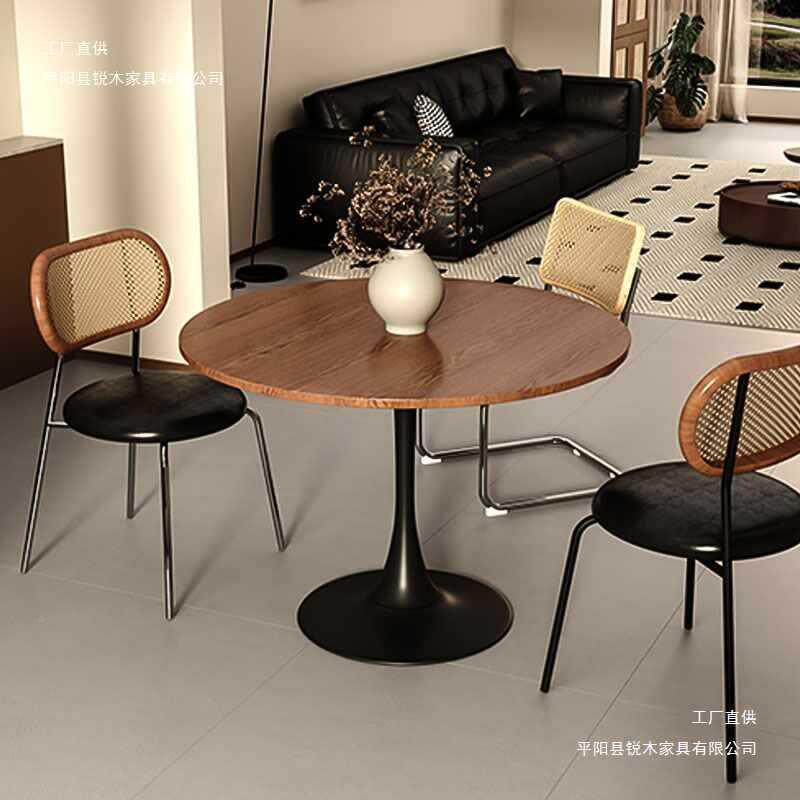 中古风圆形餐客厅家用小户桌型美式餐桌椅郁金香阳台小古圆复SL-1