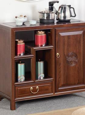 W置8移动茶台小茶柜桌中式用办公HTJ实木茶水柜烧水一体物边柜收