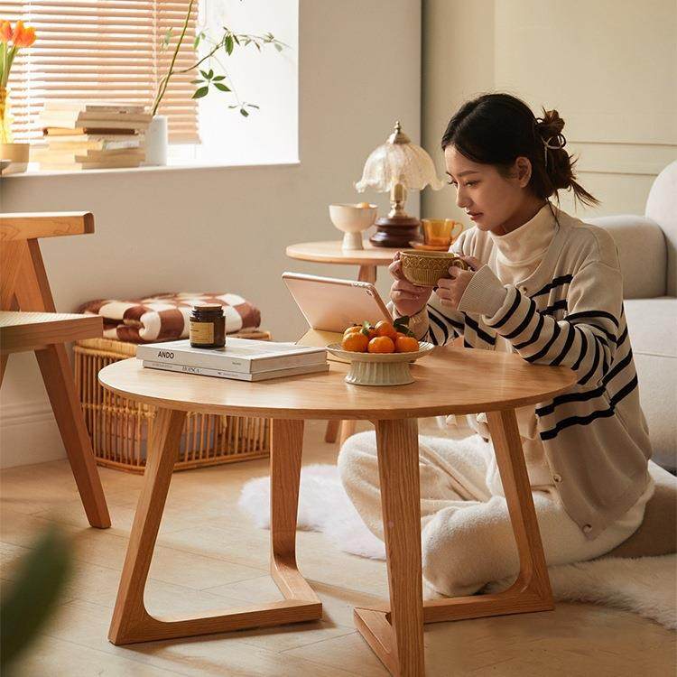 日式圆形原木茶客厅家用简小户型实ICI木矮桌子樱风桃色约边几几,鲜花速递/花卉仿真/绿植园艺,其它园艺用品,淘宝优惠券,粉丝福利购,淘宝优惠卷