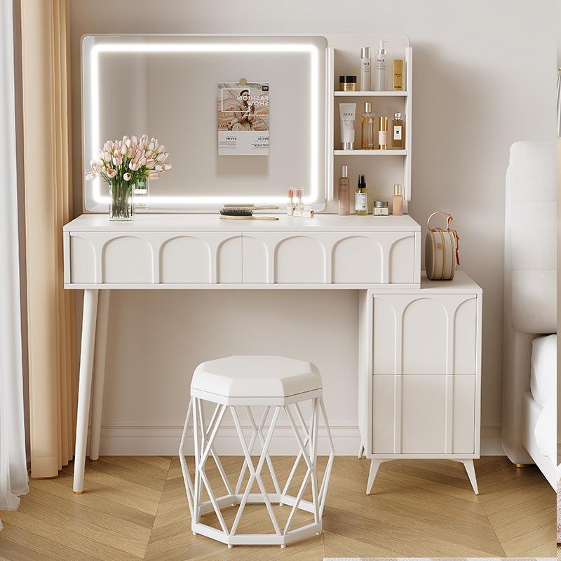 奶油风妆梳妆台卧室简约现代化台小6610型一床头柜化妆桌收纳柜体