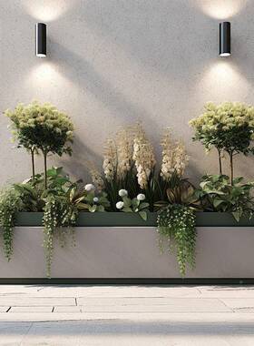 户外铁艺16368落地花箱组合广花场花坛室槽外摆商业外街道盆花隔