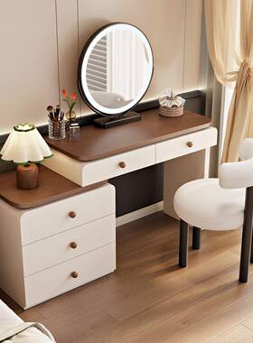 中梳亿斯伦诺古奶油风卧室妆台现代ACO简约实收木斗柜纳柜一体化