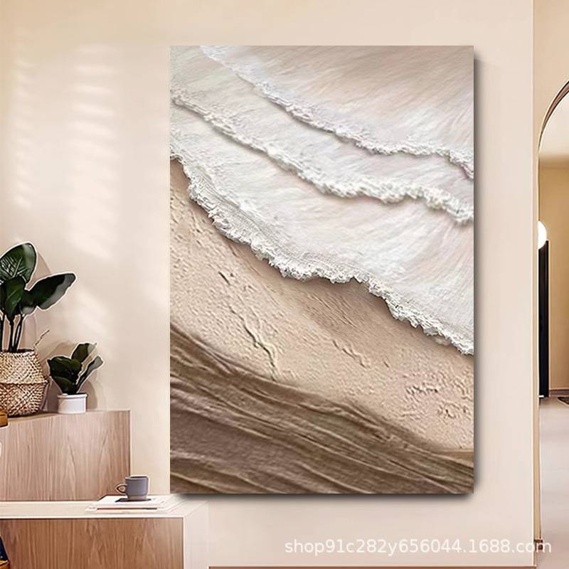 手绘油画客厅【潮汐】肌理画玄关抽象大海风景装饰画立体装饰挂画图片