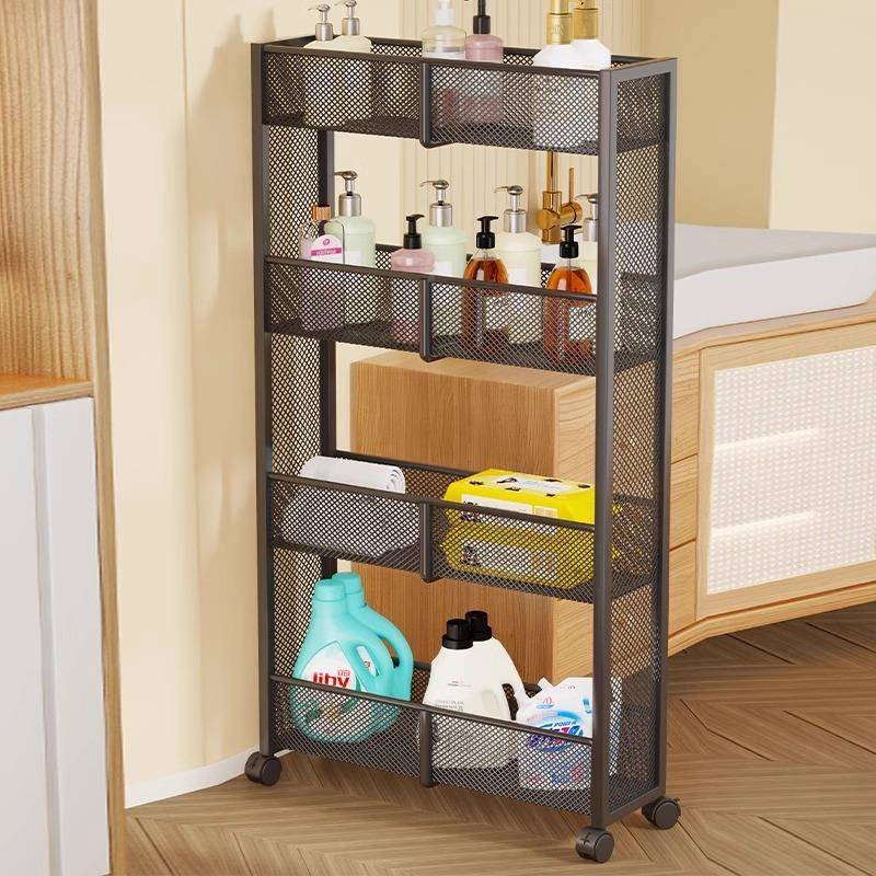 OXD夹储缝收纳收柜卫生间门后物柜多层带轮移可动浴室窄缝隙落地