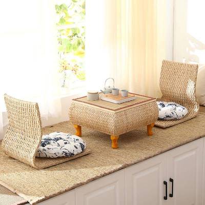 9C飘窗桌子PBA日式草编榻榻米茶几木方收纳实小桌藤编小炕桌矮桌