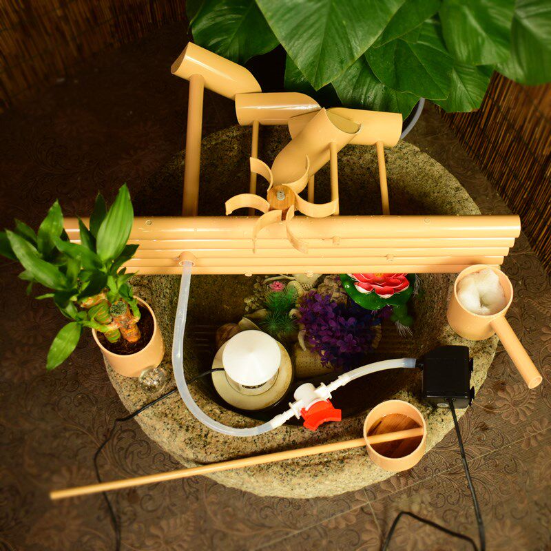 流水摆件古法养鱼水循环水车石槽缸客厅竹子生财造景风水轮流水器,家居饰品,流水摆件,淘宝优惠券,粉丝福利购,淘宝优惠卷