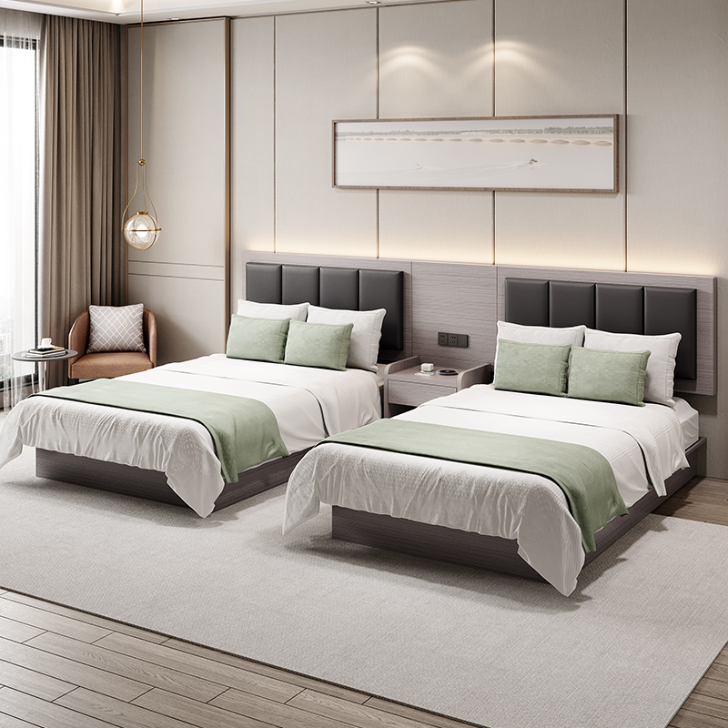 酒店家俱标间全套牀宾馆专用牀定制标G间双牀民宿双人大牀简约现