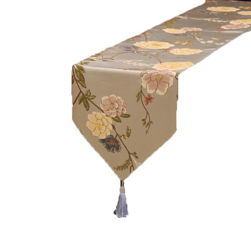 中式新餐桌长方形现代床布艺垫防防水桌布3q妈咪古典花鸟精密桌旗,居家布艺,桌布,淘宝优惠券,粉丝福利购,淘宝优惠卷