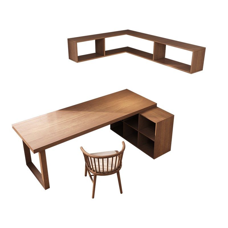 书桌书架一体桌子家用电脑桌实木转角书桌书柜一体靠墙学习工作台,住宅家具,转角桌,淘宝优惠券,粉丝福利购,淘宝优惠卷