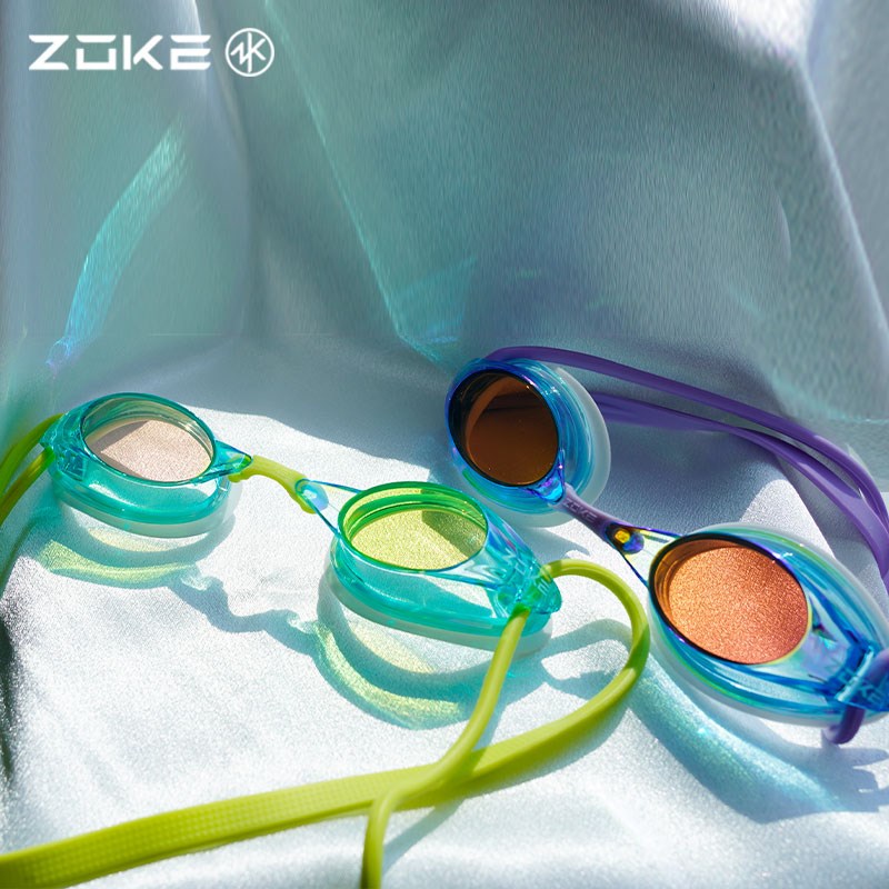 洲克儿童泳d镜镀膜游泳眼镜专业竞技训练小框高清防雾不勒眼zoke