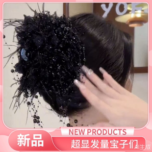 显发量多的头饰时尚港风复古流苏小众抓夹后脑勺花苞珠珠发夹发饰