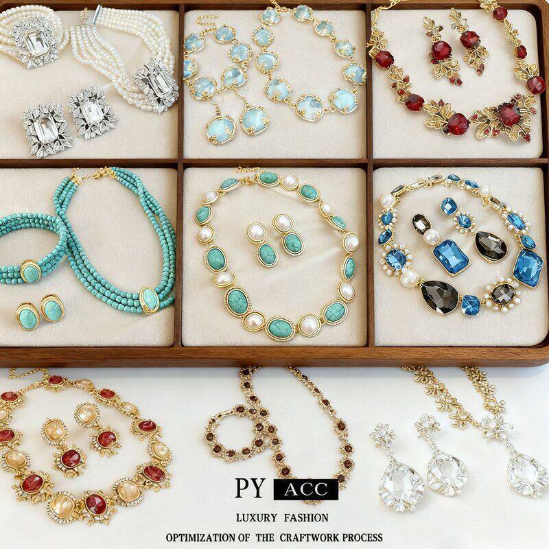 轻奢项链宫廷风链耳环花朵高级
