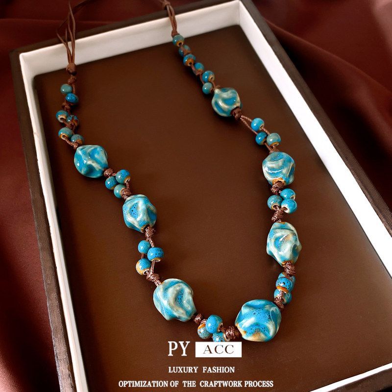 女轻毛衣链串珠手工项链编织复古