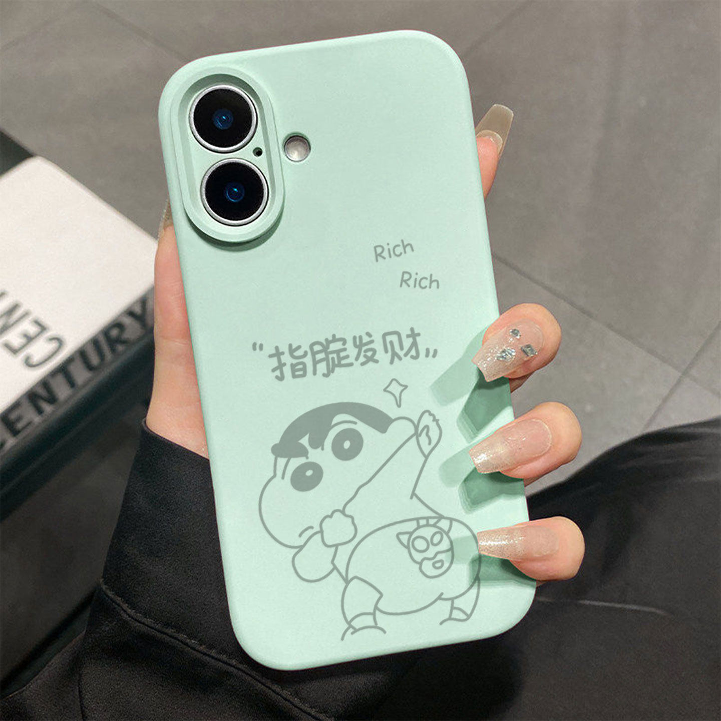 指腚发财小新适用于苹果17promax手机壳液态硅胶iPhone16pro保护套情侣15新款创意14超好看独特13全包12超火