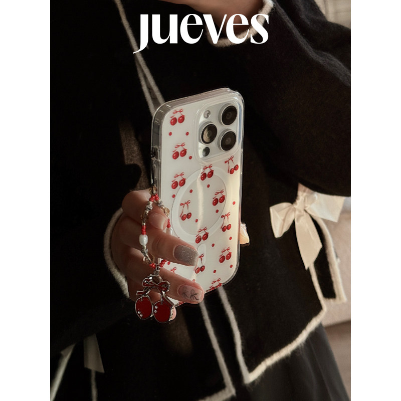 JUEVES星期四心碎樱桃磁吸手机壳iphone15苹果15promax硅胶14promax适用华为mate60pro软