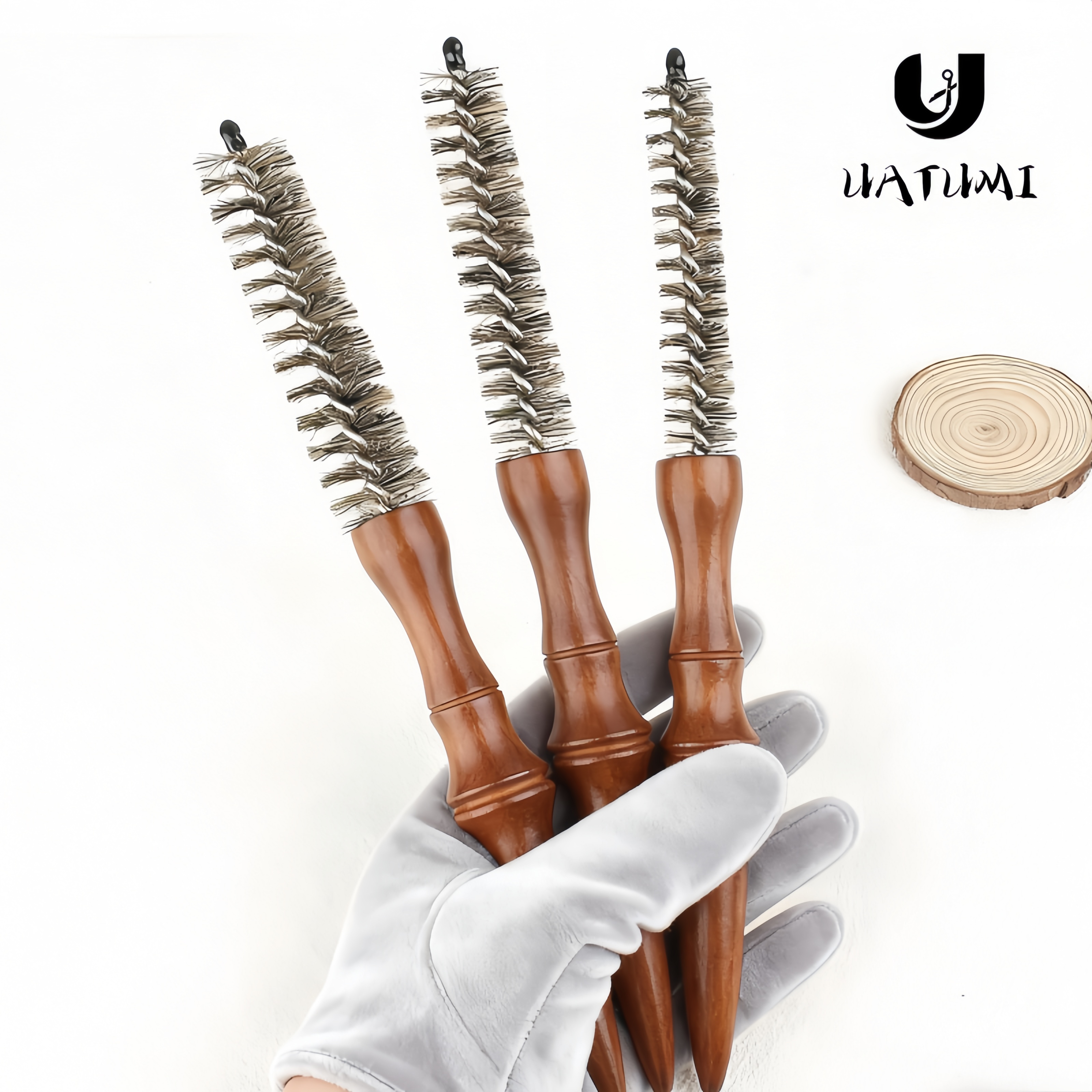 螺旋纹迷你小滚梳造型梳木头滚梳猪鬃毛顺发梳实木螺旋纹梳子直卷