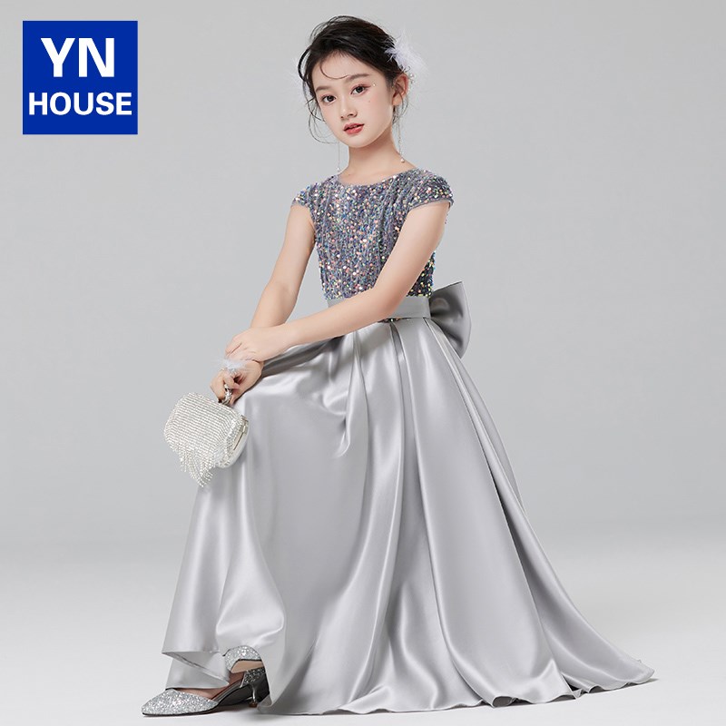 女童晚礼服轻奢小j众高端钢琴演奏演出服儿童主持人大童闪亮公主