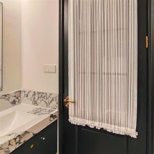 绷纱帘上下穿杆免打o孔定制法式蓬纱帘玻璃门帘遮挡帘硼砂帘