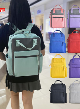 润禾书包女韩版原宿小初生中学大容量logoL定制图案培训双肩包背
