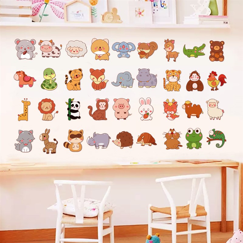 卡通小动物浴室随意贴墙面补洞神器遮瑕贴纸N冰箱玻璃门装饰贴画