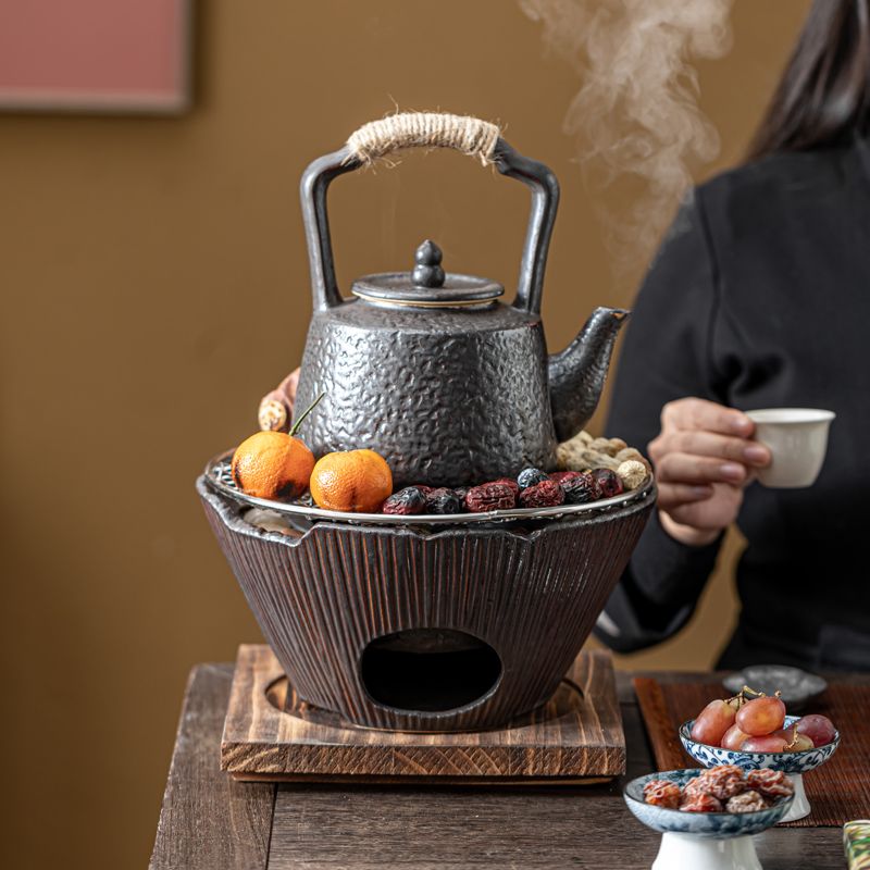 围炉煮茶炭炉老式煮m茶炉烧烤炉取暖室内户外火盆碳炉家用陶炉商