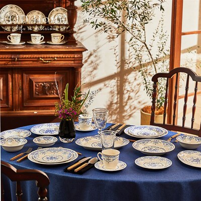 LID Hcome古典玫瑰陶瓷餐盘子碗咖啡杯碟子茶杯蓝黄色Bitossi 同