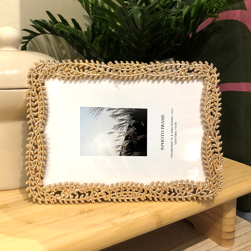 6寸7寸相框摆台挂墙美式t欧式创意精致轻奢金属相架可洗照片框摆