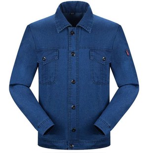 裤 上衣 子 套装 劳 夏季 耐P磨电焊工服长短袖 牛仔工作服男纯棉薄款