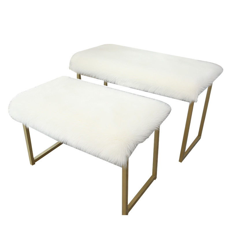 白色毛毛毯橱g窗装饰长毛绒地毯服装店流水台货架展柜台仿羊毛垫