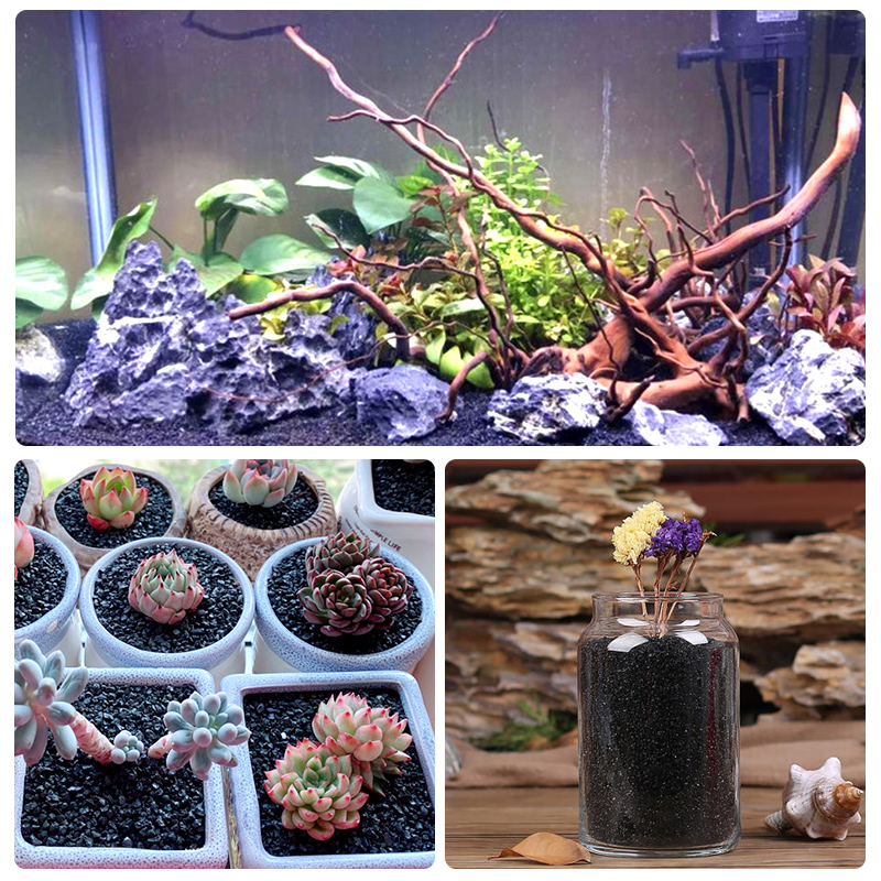 黑金沙黑色石英砂造微景观枯山水铺底灭烟多肉Q铺面黑颗粒砂砾沙