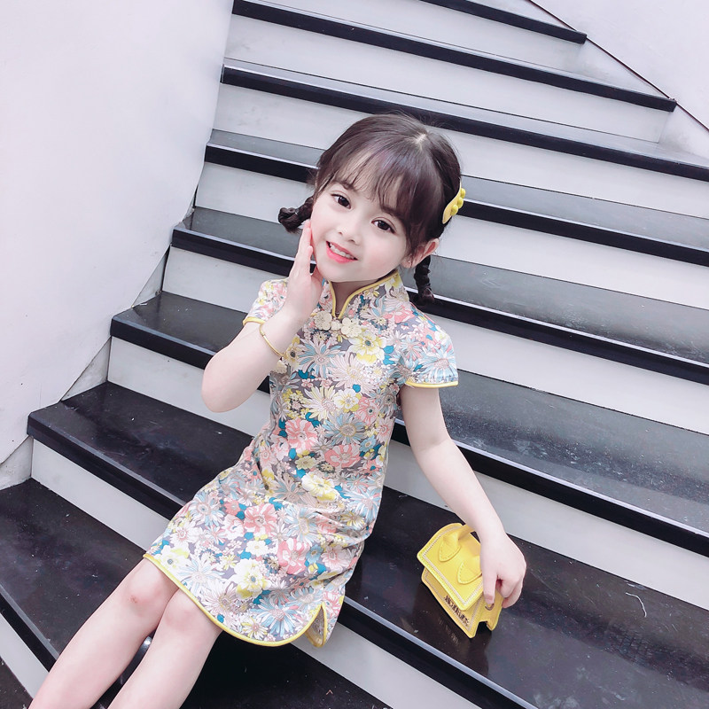女童旗袍儿童旗袍夏季小女孩连衣B裙中国风连衣裙改良女宝宝祺袍