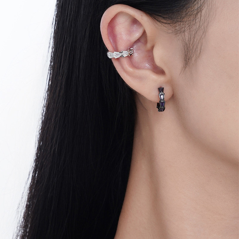 VITARING 925银镀真金黑色极简简约耳圈男镶嵌锆石耳扣适合叠戴,饰品/流行首饰/时尚饰品新,银饰耳饰,淘宝优惠券,粉丝福利购,淘宝优惠卷