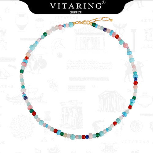 VITARING多巴胺夏日项链女玛瑙黄水晶紫水晶松石925银锁骨链 - 封面