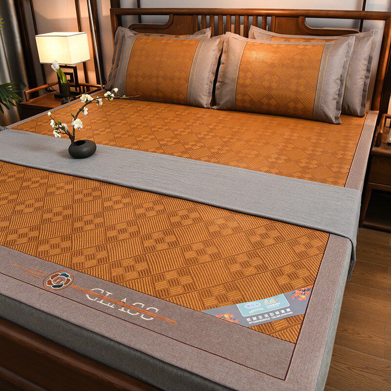 夏季新款印尼藤席双面p加厚凉席三件套夏天可折叠空调席厂家直销