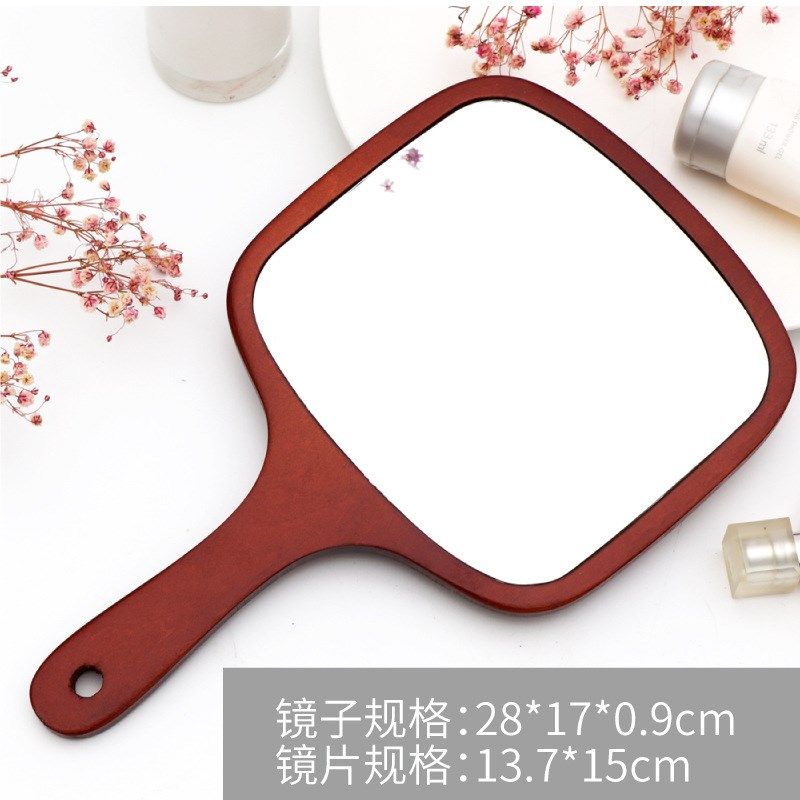 高清手持化妆镜子复古ins风手拿C随身便携大号方形手柄补妆美容镜