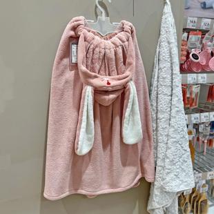 ins兔耳朵兒童寶寶浴袍舒適珊瑚絨吸水速干浴巾男女孩連帽斗篷