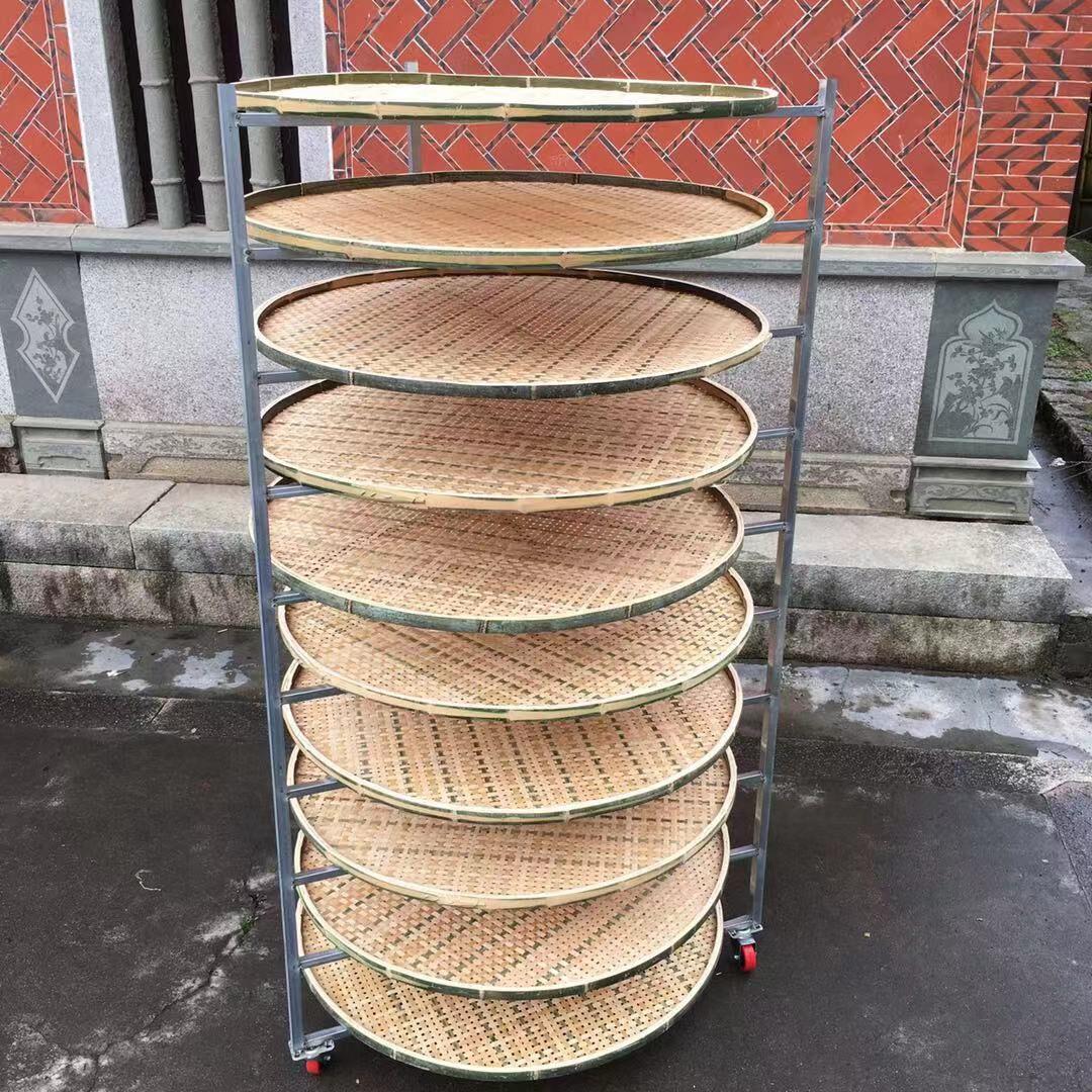 养蚕架子农家竹编晾晒架药材干货架圆簸箕制茶用具铁质竹筛摊定做