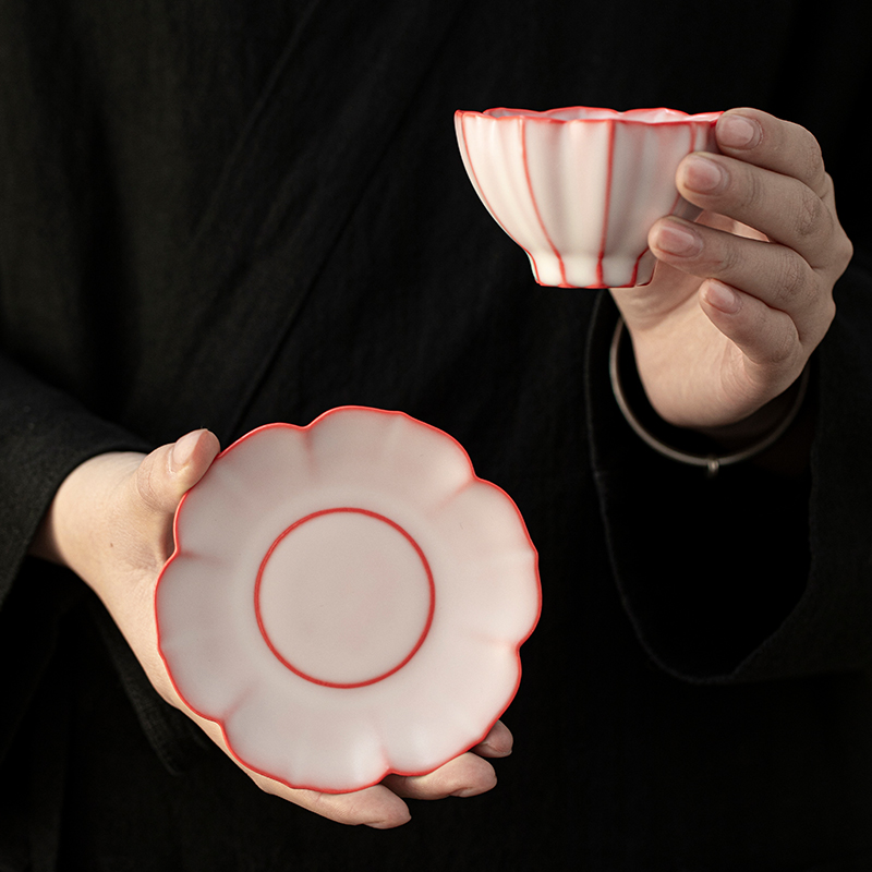 樱粉猪油冻主人杯开片可养陶瓷