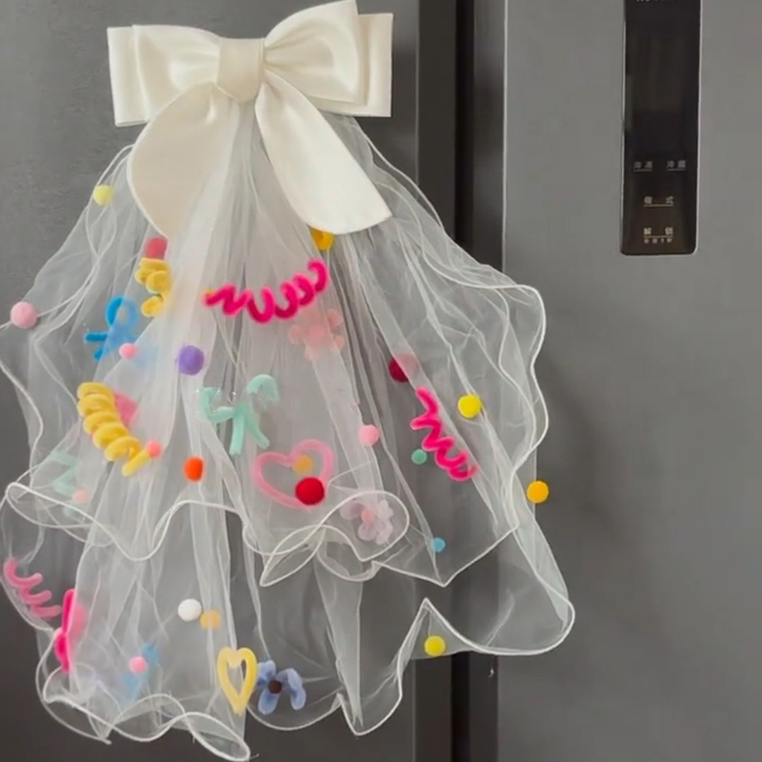 扭扭棒多巴胺彩色领证头纱手diy材料包蝴蝶结儿童结婚新娘求婚,服饰配件/皮带/帽子/围巾,头纱,淘宝优惠券,粉丝福利购,淘宝优惠卷