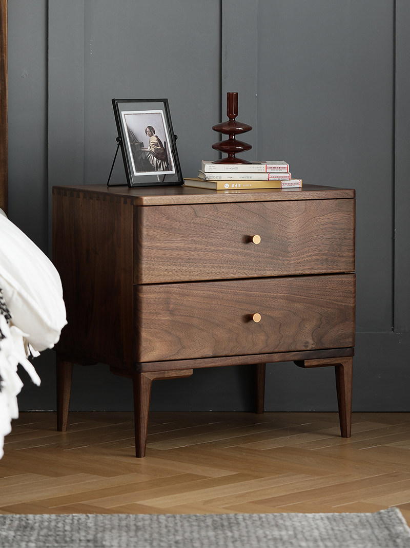 北美黑胡桃木床头柜新中式卧室家具北欧全实木床边柜收纳柜小斗柜,住宅家具,床头柜,淘宝优惠券,粉丝福利购,淘宝优惠卷