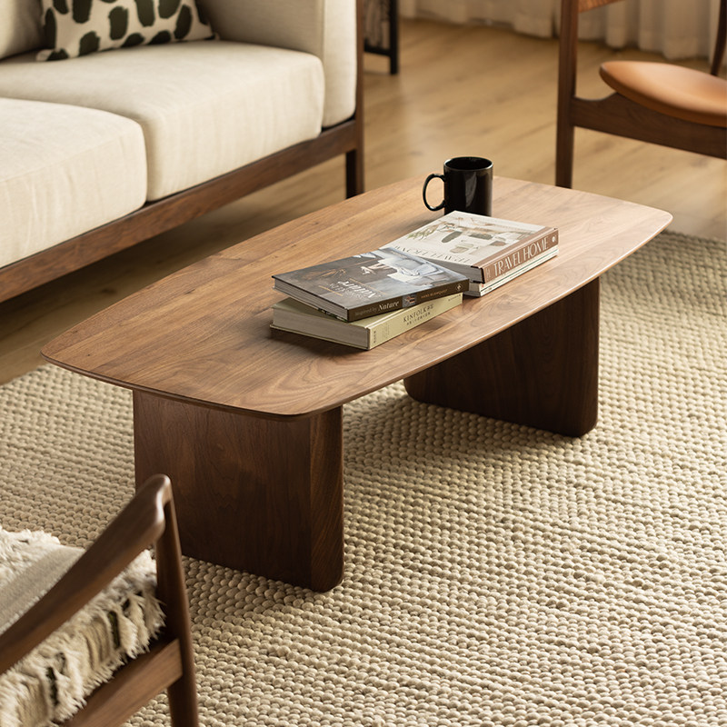 北美黑胡桃木茶几现代简约客厅小户型茶桌矮桌家用全实木茶台桌子