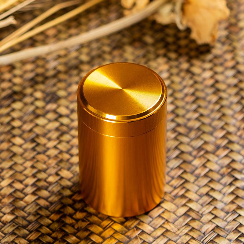 钛合金小号茶叶罐茶盒茶罐金属迷你便携旅行不锈钢密封茶叶包装盒