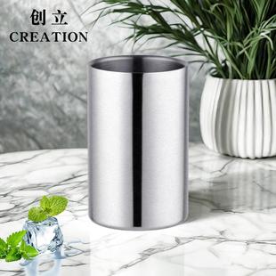 跨境酒吧用具1.6L直身双层冰镇啤酒香槟冰桶不锈钢金属干冰桶商用