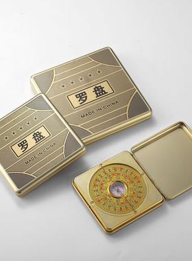 厂家直供翻盖盒装罗盘风水用品纯铜罗经仪风水罗盘多功能定向罗盘