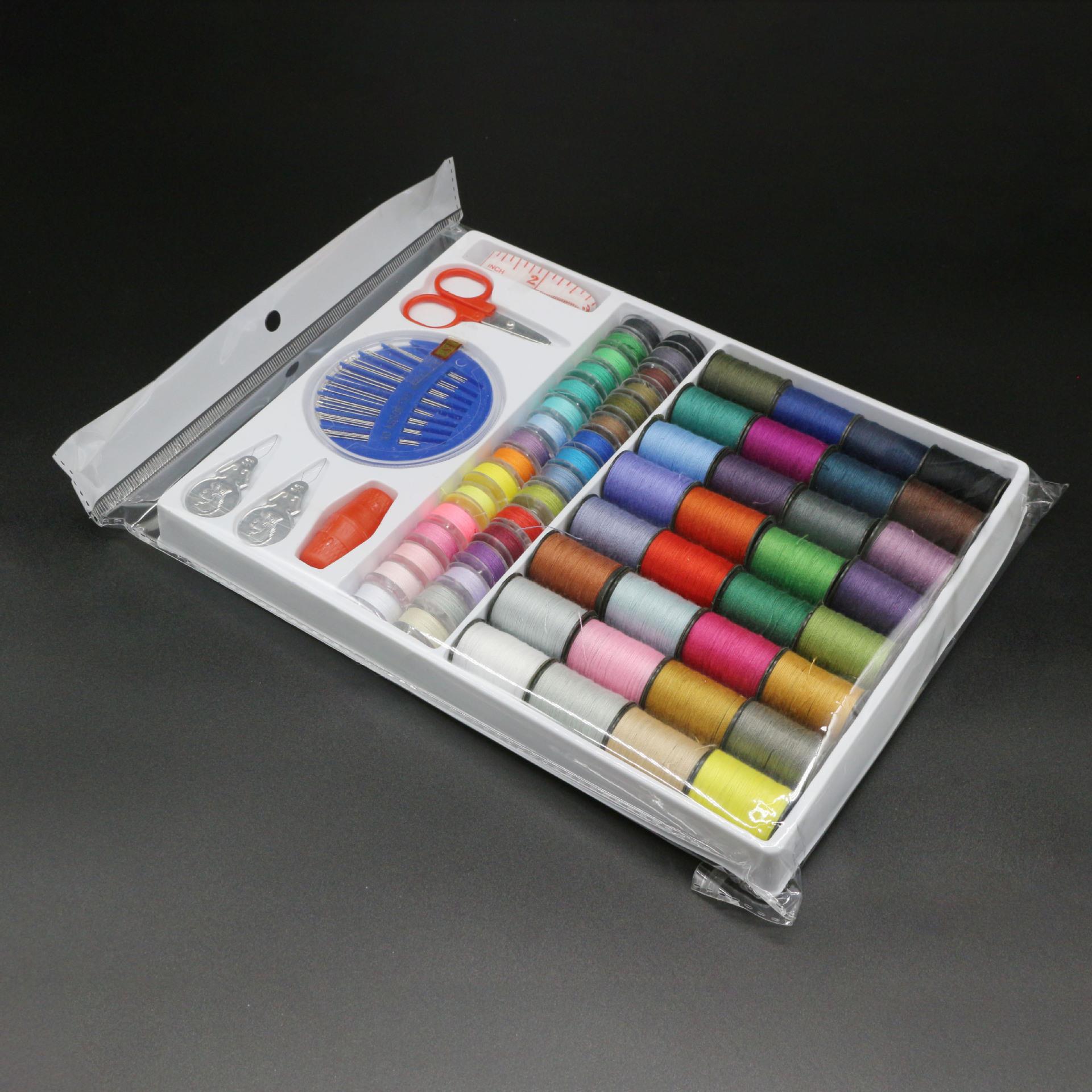 厂家现货64卷线便携式缝纫套装32色梭心线剪刀穿针器缝纫针线套装