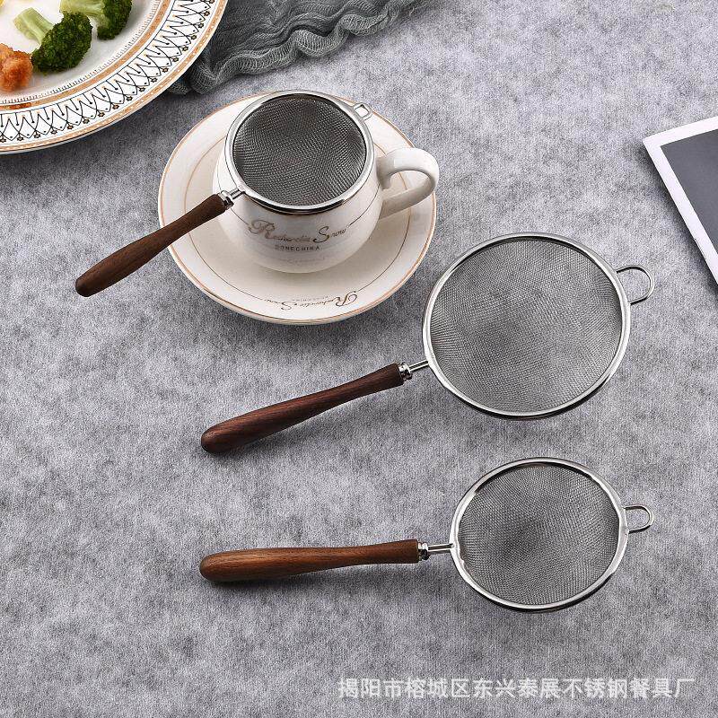 葫芦柄茶漏木柄网漏厨房小工具奶茶店烘焙网漏面粉筛过滤网